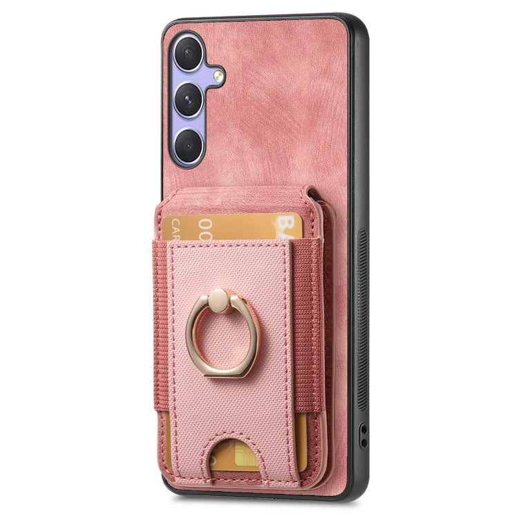 For Samsung Galaxy S25+ 5G Retro Splitable Magnetic Stand Card Bag Leather Phone Case(Pink)