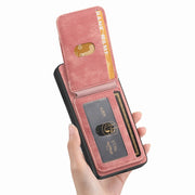 For Samsung Galaxy S25+ 5G Retro Splitable Magnetic Stand Card Bag Leather Phone Case(Pink)