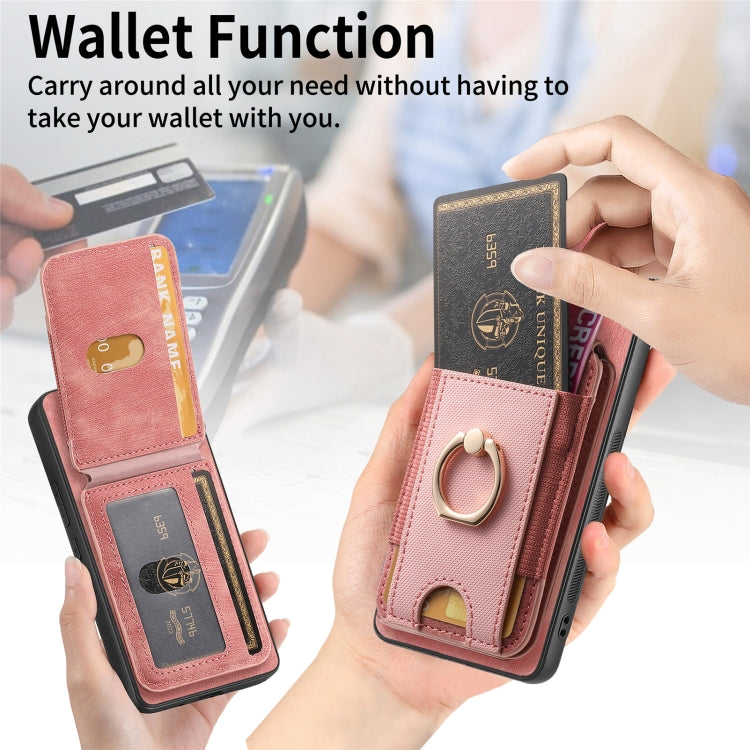 For Samsung Galaxy S25+ 5G Retro Splitable Magnetic Stand Card Bag Leather Phone Case(Pink)