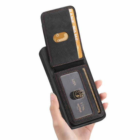 For Samsung Galaxy S25 Ultra 5G Retro Splitable Magnetic Stand Card Bag Leather Phone Case(Black)