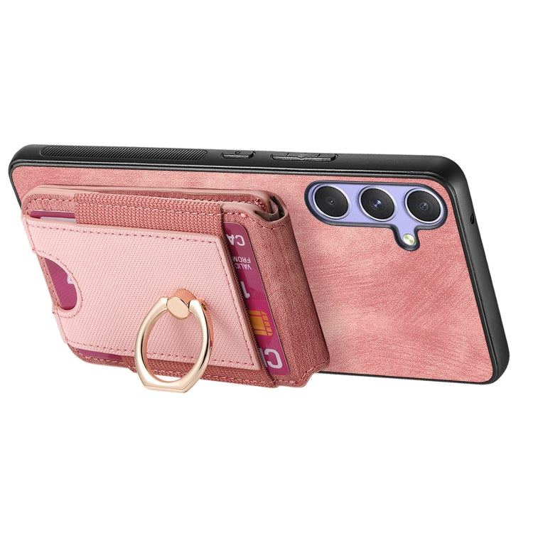 For Samsung Galaxy S25 Ultra 5G Retro Splitable Magnetic Stand Card Bag Leather Phone Case(Pink) - Galaxy S25 Ultra 5G Cases by PMC Jewellery | Online Shopping South Africa | PMC Jewellery | Buy Now Pay Later Mobicred