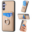 For Samsung Galaxy S25 5G Carbon Fiber Card Wallet Ring Phone Case(Khaki) - Galaxy S25 5G Cases by PMC Jewellery | Online Shopping South Africa | PMC Jewellery | Buy Now Pay Later Mobicred