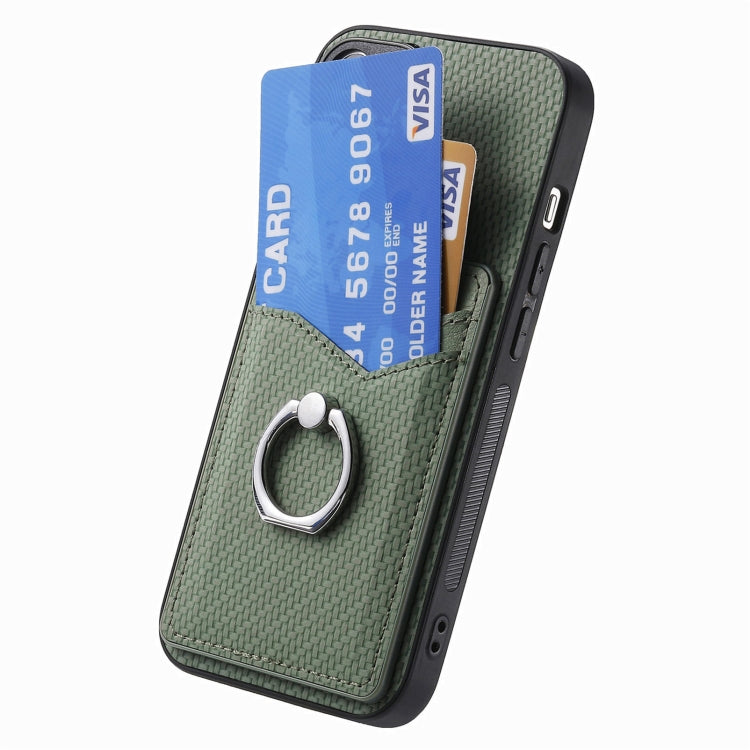 For Samsung Galaxy S25 5G Carbon Fiber Card Wallet Ring Phone Case(Green) - Galaxy S25 5G Cases by PMC Jewellery | Online Shopping South Africa | PMC Jewellery | Buy Now Pay Later Mobicred