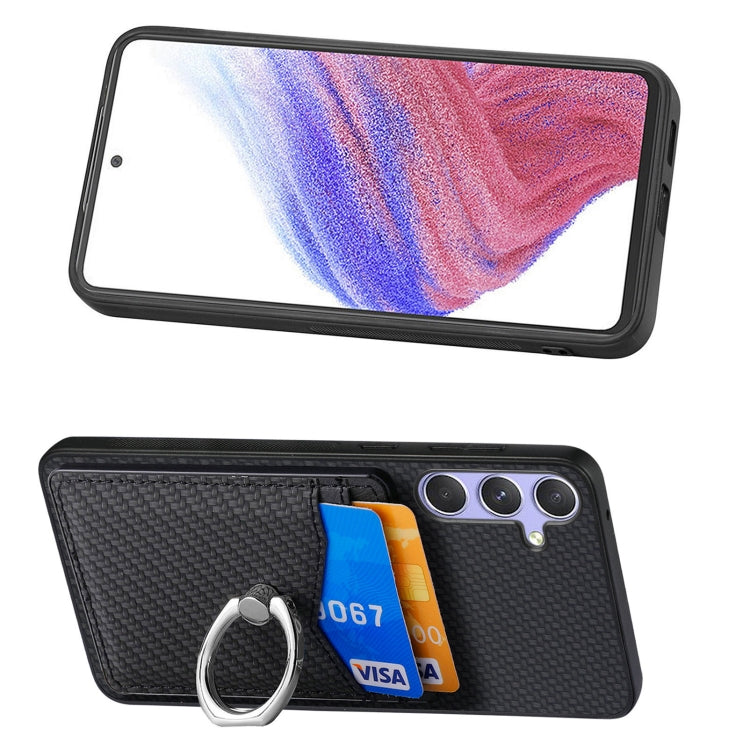 For Samsung Galaxy S25 Ultra 5G Carbon Fiber Card Wallet Ring Phone Case(Black) - free shipping - PMC Jewellery - Order now!