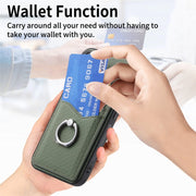 For Samsung Galaxy S25+ 5G Carbon Fiber Card Wallet Ring Phone Case(Brown)
