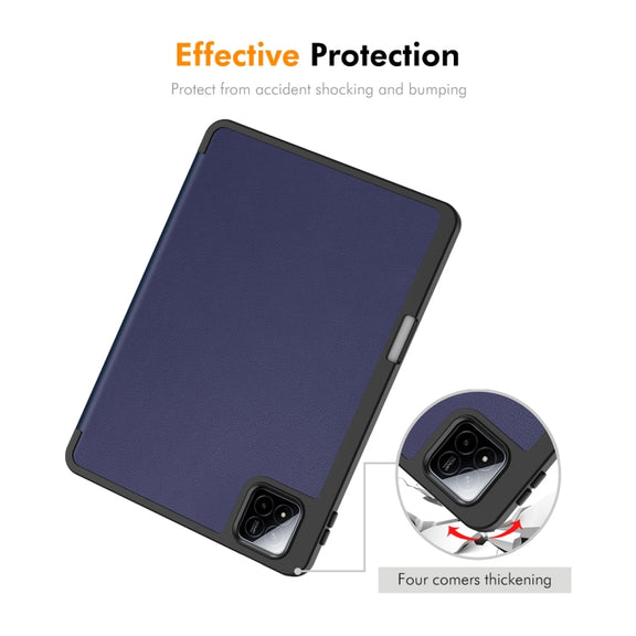 For Xiaomi Pad 7 / 7 Pro 11.2 ENKAY Tri-fold Custer Texture TPU Leather Smart Tablet Case with Pen Slot(Black)