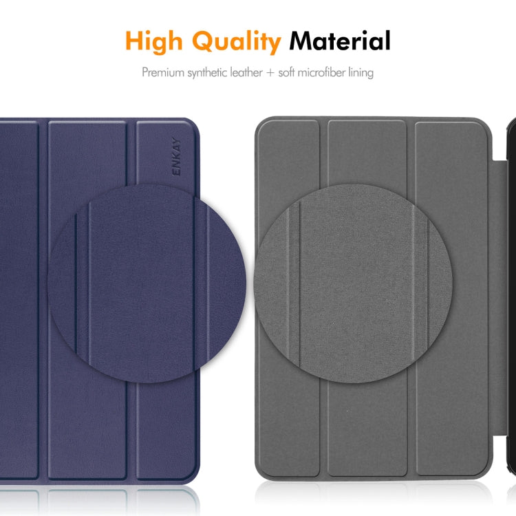 For Xiaomi Pad 7 / 7 Pro 11.2 ENKAY Tri-fold Custer Texture TPU Leather Smart Tablet Case with Pen Slot(Black)