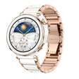 For Huawei Watch GT 5 41mm / GT 5 Pro 42mm Butterfly Buckle Ceramic White Metal Watch Band(White+Rose Gold) - free shipping - PMC TechLife - Order now!