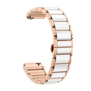 For Huawei Watch GT 5 41mm / GT 5 Pro 42mm Butterfly Buckle Ceramic White Metal Watch Band(White+Rose Gold)