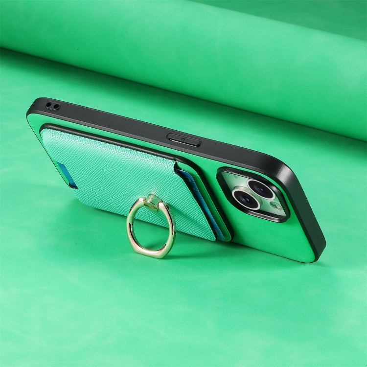 For Samsung Galaxy S25 5G Retro Cross Leather Ring Vertical Insert Card Bag MagSafe Phone Case(Green) - Galaxy S25 5G Cases by PMC Jewellery | Online Shopping South Africa | PMC Jewellery | Buy Now Pay Later Mobicred