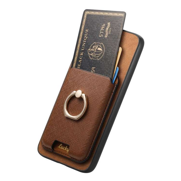 For Samsung Galaxy S25 5G Retro Cross Leather Ring Vertical Insert Card Bag MagSafe Phone Case(Brown) - Galaxy S25 5G Cases by PMC Jewellery | Online Shopping South Africa | PMC Jewellery | Buy Now Pay Later Mobicred