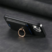 For Samsung Galaxy S25 5G Retro Cross Leather Ring Vertical Insert Card Bag MagSafe Phone Case(Black)