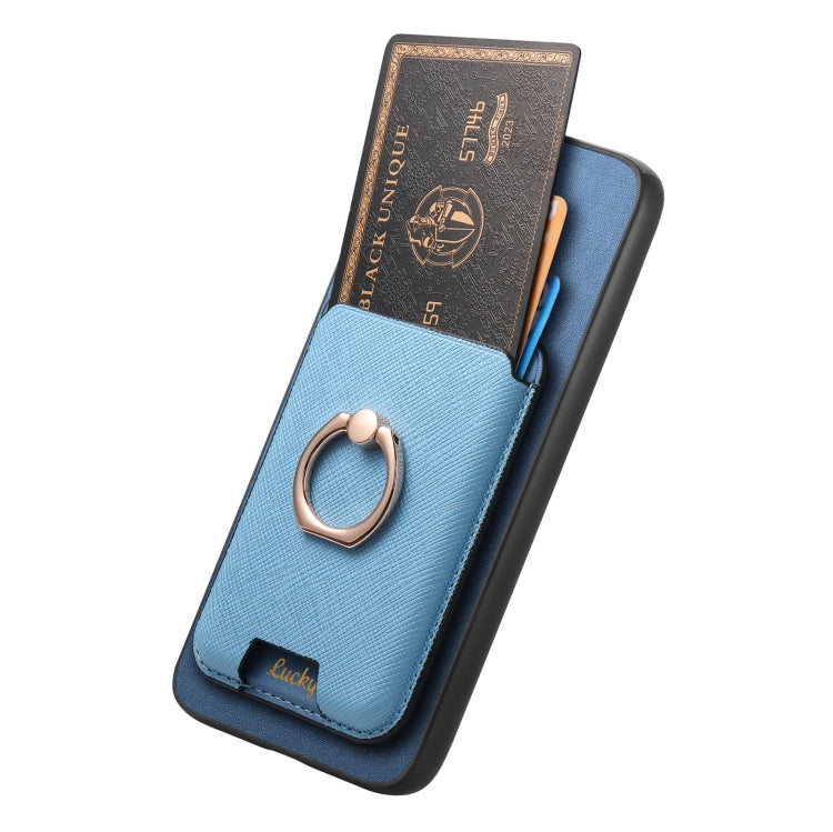For Samsung Galaxy S25+ 5G Retro Cross Leather Ring Vertical Insert Card Bag MagSafe Phone Case(Blue) - Galaxy S25+ 5G Cases by PMC Jewellery | Online Shopping South Africa | PMC Jewellery | Buy Now Pay Later Mobicred