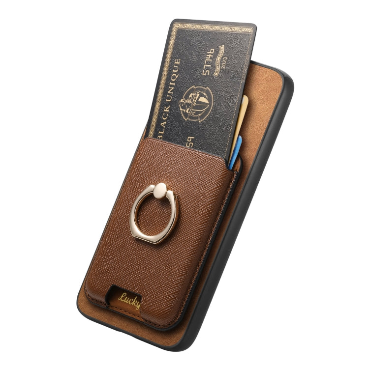 For Samsung Galaxy S25+ 5G Retro Cross Leather Ring Vertical Insert Card Bag MagSafe Phone Case(Brown) - Galaxy S25+ 5G Cases by PMC Jewellery | Online Shopping South Africa | PMC Jewellery | Buy Now Pay Later Mobicred
