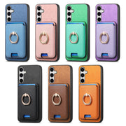 For Samsung Galaxy S25+ 5G Retro Cross Leather Ring Vertical Insert Card Bag MagSafe Phone Case(Green)