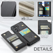 For Samsung Galaxy S25 5G CaseMe C22 Card Slots Holder RFID Anti-theft Phone Case(Black)