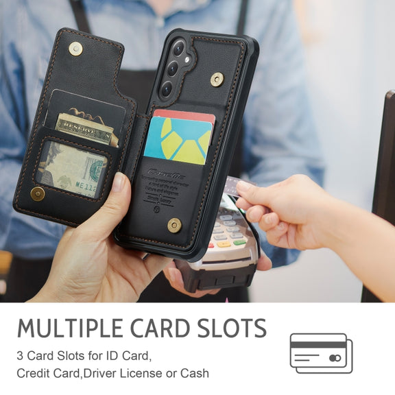 For Samsung Galaxy S25 5G CaseMe C22 Card Slots Holder RFID Anti-theft Phone Case(Black)
