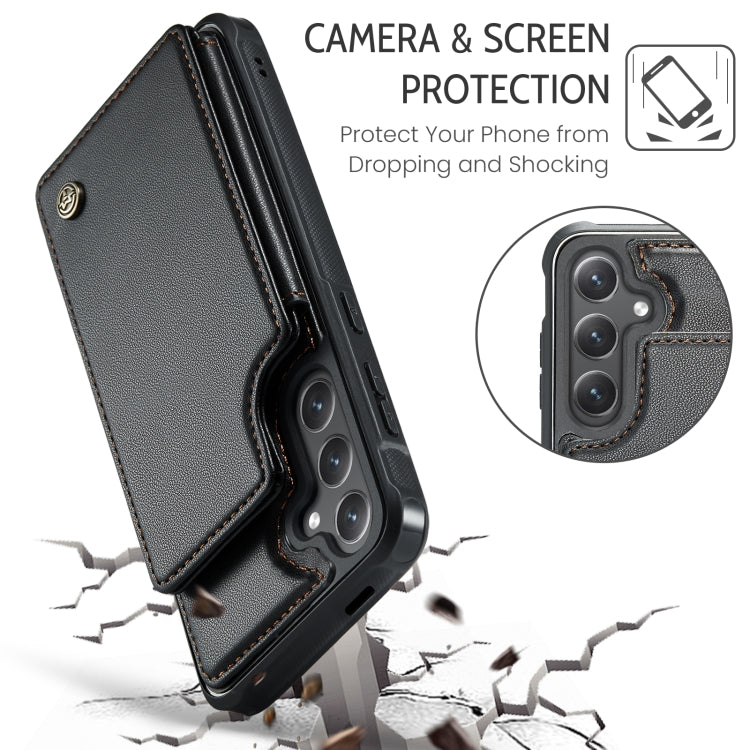 For Samsung Galaxy S25 5G CaseMe C22 Card Slots Holder RFID Anti-theft Phone Case(Black)