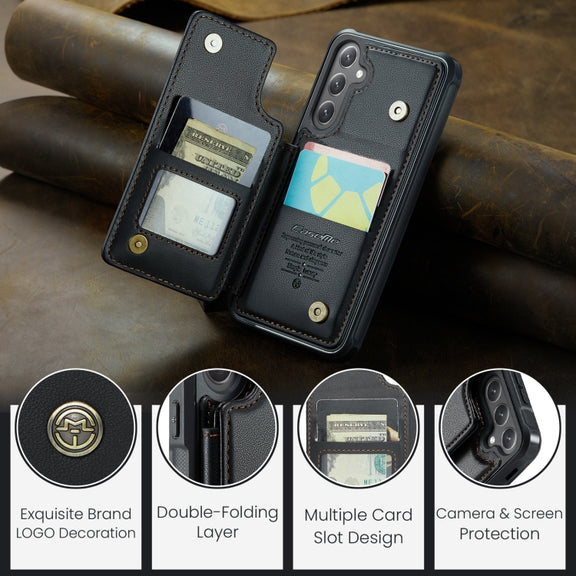 For Samsung Galaxy S25 5G CaseMe C22 Card Slots Holder RFID Anti-theft Phone Case(Black)