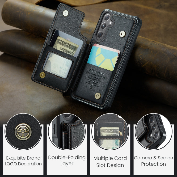 For Samsung Galaxy S25 5G CaseMe C22 Card Slots Holder RFID Anti-theft Phone Case(Black)
