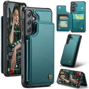 For Samsung Galaxy S25 5G CaseMe C22 Card Slots Holder RFID Anti-theft Phone Case(Green)