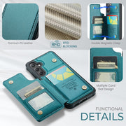 For Samsung Galaxy S25 5G CaseMe C22 Card Slots Holder RFID Anti-theft Phone Case(Green)