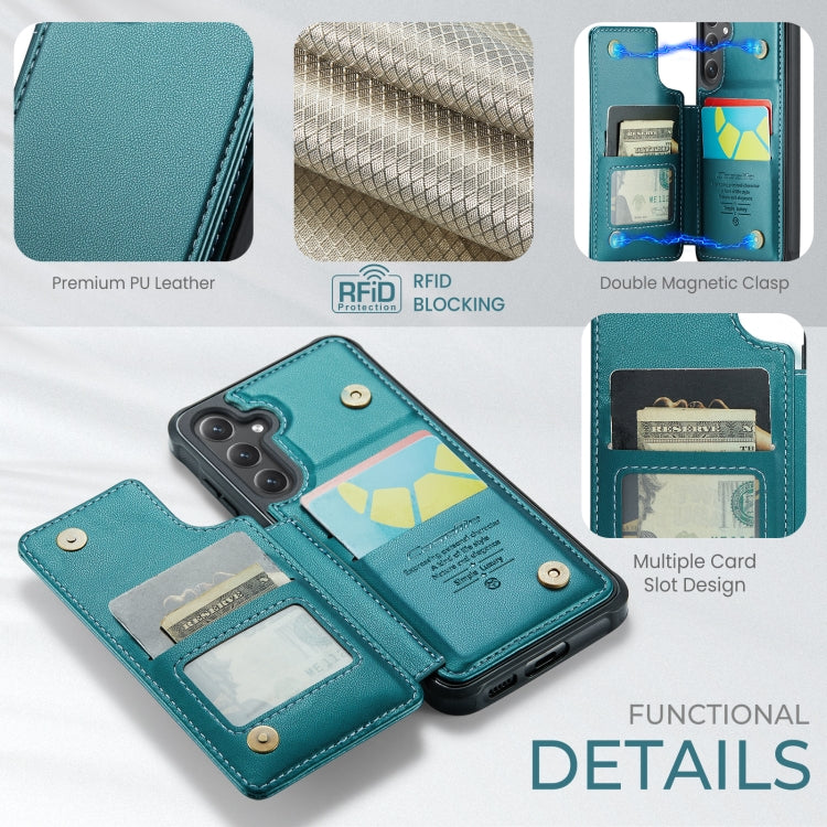 For Samsung Galaxy S25 5G CaseMe C22 Card Slots Holder RFID Anti-theft Phone Case(Green)