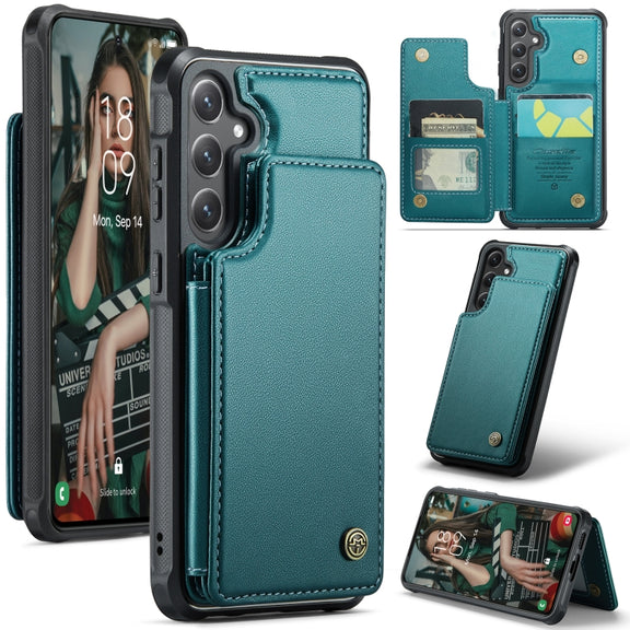 For Samsung Galaxy S25 5G CaseMe C22 Card Slots Holder RFID Anti-theft Phone Case(Green)