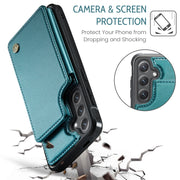 For Samsung Galaxy S25 5G CaseMe C22 Card Slots Holder RFID Anti-theft Phone Case(Green)