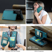 For Samsung Galaxy S25 5G CaseMe C22 Card Slots Holder RFID Anti-theft Phone Case(Green)