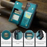 For Samsung Galaxy S25 5G CaseMe C22 Card Slots Holder RFID Anti-theft Phone Case(Green)