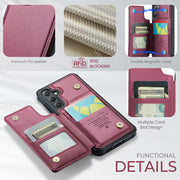 For Samsung Galaxy S25 5G CaseMe C22 Card Slots Holder RFID Anti-theft Phone Case(Red)