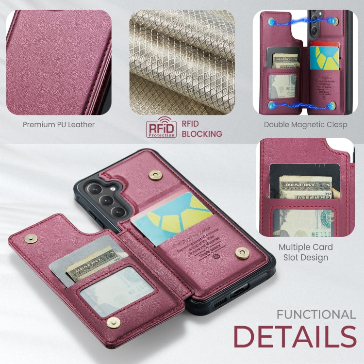 For Samsung Galaxy S25 5G CaseMe C22 Card Slots Holder RFID Anti-theft Phone Case(Red)