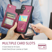 For Samsung Galaxy S25 5G CaseMe C22 Card Slots Holder RFID Anti-theft Phone Case(Red)