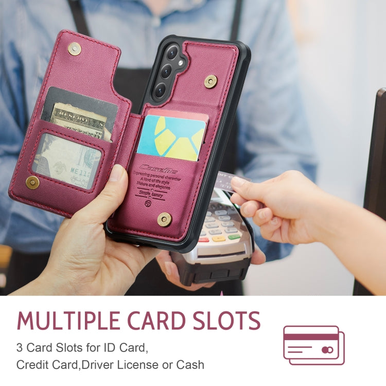 For Samsung Galaxy S25 5G CaseMe C22 Card Slots Holder RFID Anti-theft Phone Case(Red)
