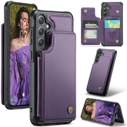 For Samsung Galaxy S25 5G CaseMe C22 Card Slots Holder RFID Anti-theft Phone Case(Purple)