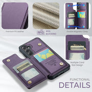 For Samsung Galaxy S25 5G CaseMe C22 Card Slots Holder RFID Anti-theft Phone Case(Purple)