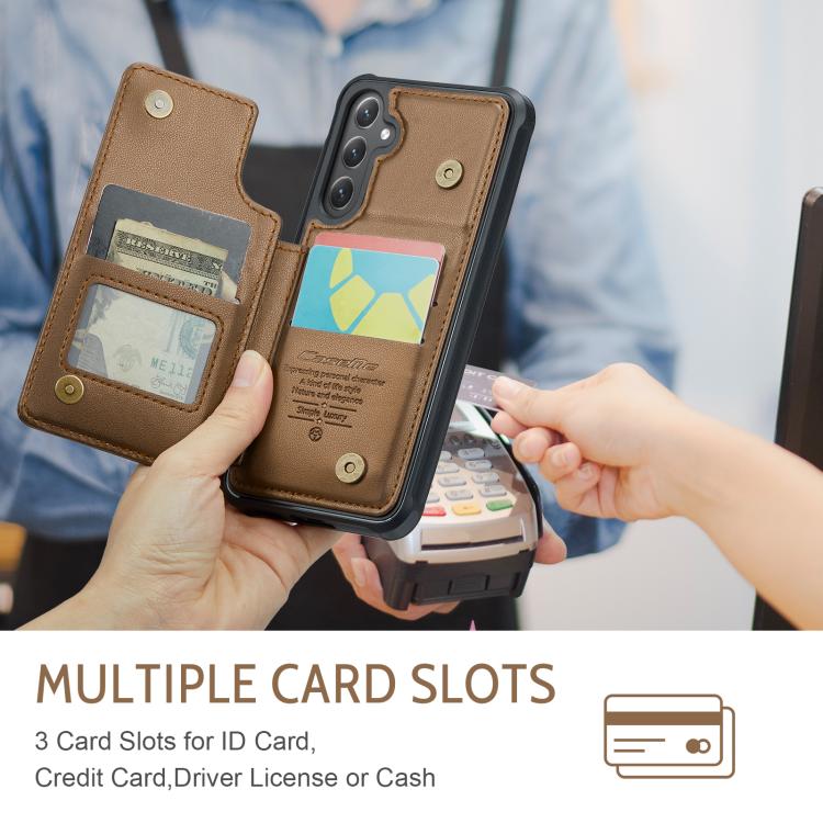For Samsung Galaxy S25+ 5G CaseMe C22 Card Slots Holder RFID Anti-theft Phone Case(Brown) - Galaxy S25+ 5G Cases by CaseMe | Online Shopping South Africa | PMC Jewellery | Buy Now Pay Later Mobicred