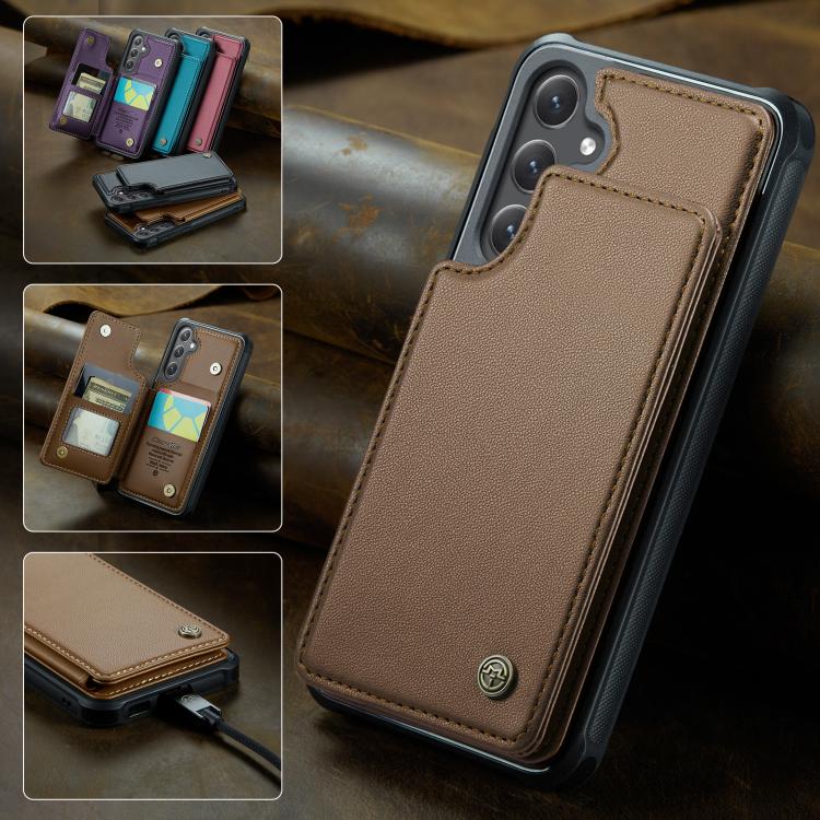 For Samsung Galaxy S25+ 5G CaseMe C22 Card Slots Holder RFID Anti-theft Phone Case(Brown) - Galaxy S25+ 5G Cases by CaseMe | Online Shopping South Africa | PMC Jewellery | Buy Now Pay Later Mobicred