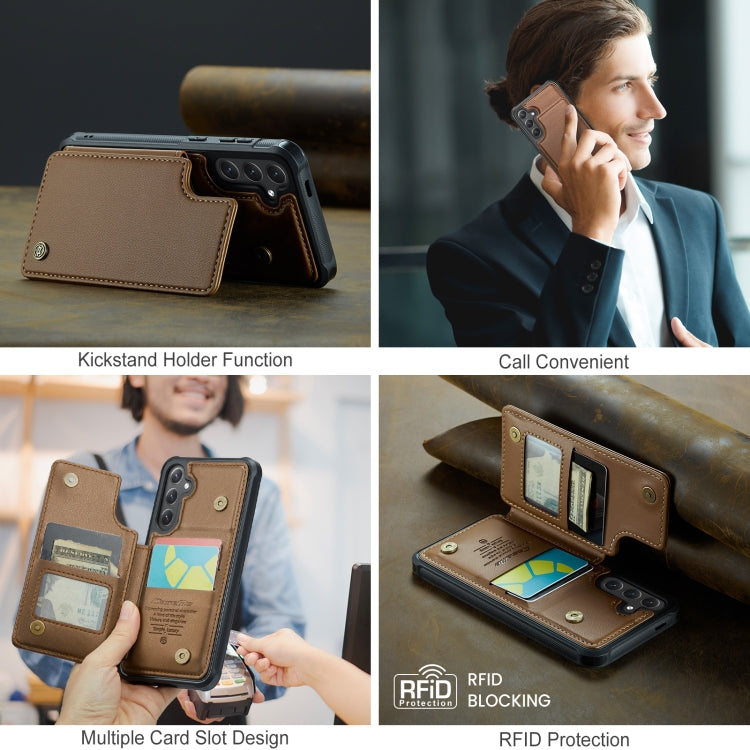 For Samsung Galaxy S25+ 5G CaseMe C22 Card Slots Holder RFID Anti-theft Phone Case(Brown)