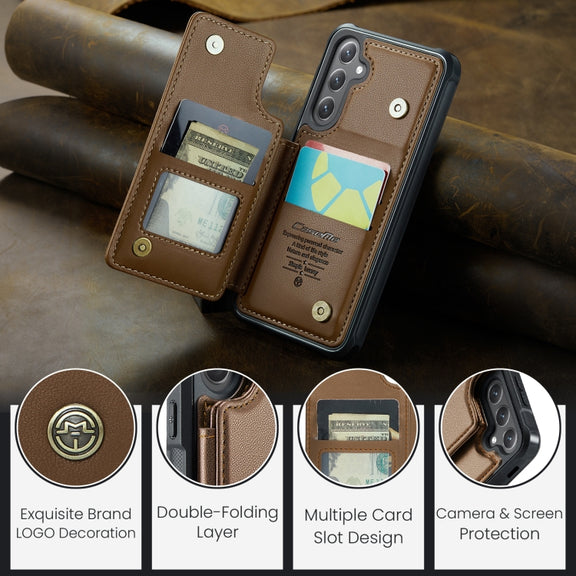 For Samsung Galaxy S25+ 5G CaseMe C22 Card Slots Holder RFID Anti-theft Phone Case(Brown)