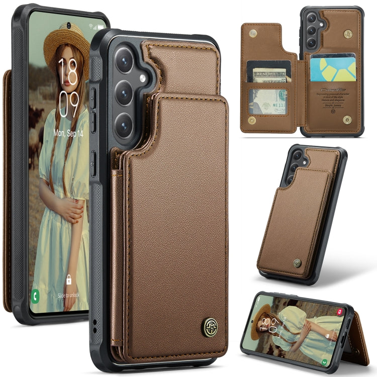 For Samsung Galaxy S25+ 5G CaseMe C22 Card Slots Holder RFID Anti-theft Phone Case(Brown) - Galaxy S25+ 5G Cases by CaseMe | Online Shopping South Africa | PMC Jewellery | Buy Now Pay Later Mobicred