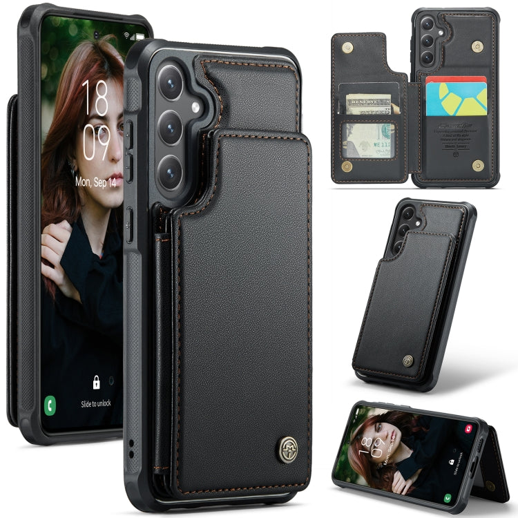 For Samsung Galaxy S25+ 5G CaseMe C22 Card Slots Holder RFID Anti-theft Phone Case(Black) - Galaxy S25+ 5G Cases by CaseMe | Online Shopping South Africa | PMC Jewellery | Buy Now Pay Later Mobicred