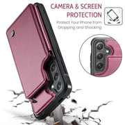 For Samsung Galaxy S25+ 5G CaseMe C22 Card Slots Holder RFID Anti-theft Phone Case(Red)