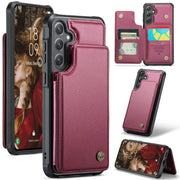 For Samsung Galaxy S25+ 5G CaseMe C22 Card Slots Holder RFID Anti-theft Phone Case(Red)