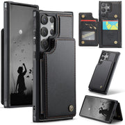 For Samsung Galaxy S25 Ultra 5G CaseMe C22 Card Slots Holder RFID Anti-theft Phone Case(Black)