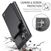 For Samsung Galaxy S25 Ultra 5G CaseMe C22 Card Slots Holder RFID Anti-theft Phone Case(Black)