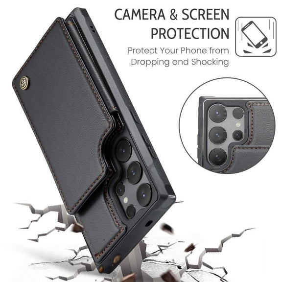 For Samsung Galaxy S25 Ultra 5G CaseMe C22 Card Slots Holder RFID Anti-theft Phone Case(Black)