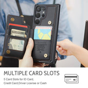 For Samsung Galaxy S25 Ultra 5G CaseMe C22 Card Slots Holder RFID Anti-theft Phone Case(Black)