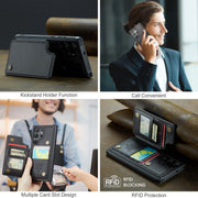 For Samsung Galaxy S25 Ultra 5G CaseMe C22 Card Slots Holder RFID Anti-theft Phone Case(Black)